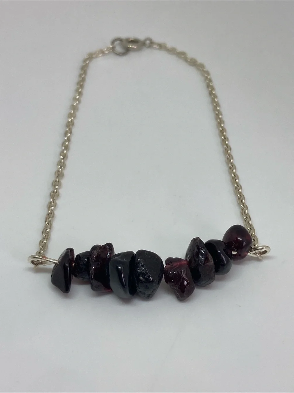 Women's Garnet Chip Bar Anklet | Genuine Red Stone Anklet Bracelet | Boho Jewelr